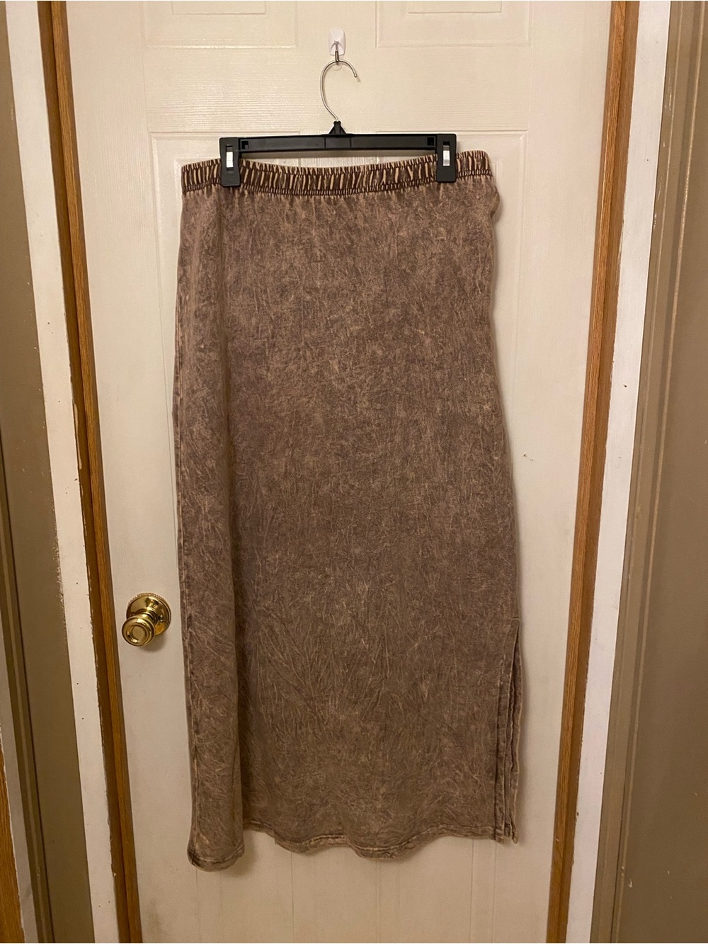 SAGA Mineral Wash Brown Cotton Maxi Skirt